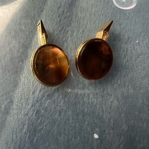 Elegant Gold and Brown Clip-On Earrings